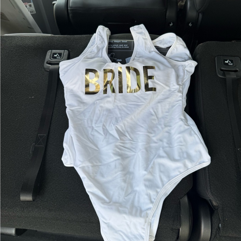 Social Bridesmaids White and Gold One Piece Swimsuit